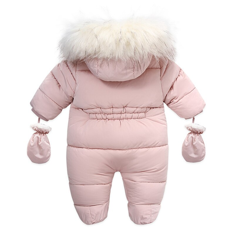 Baby jumpsuit with glove winter cotton plus velvet baby coat romper