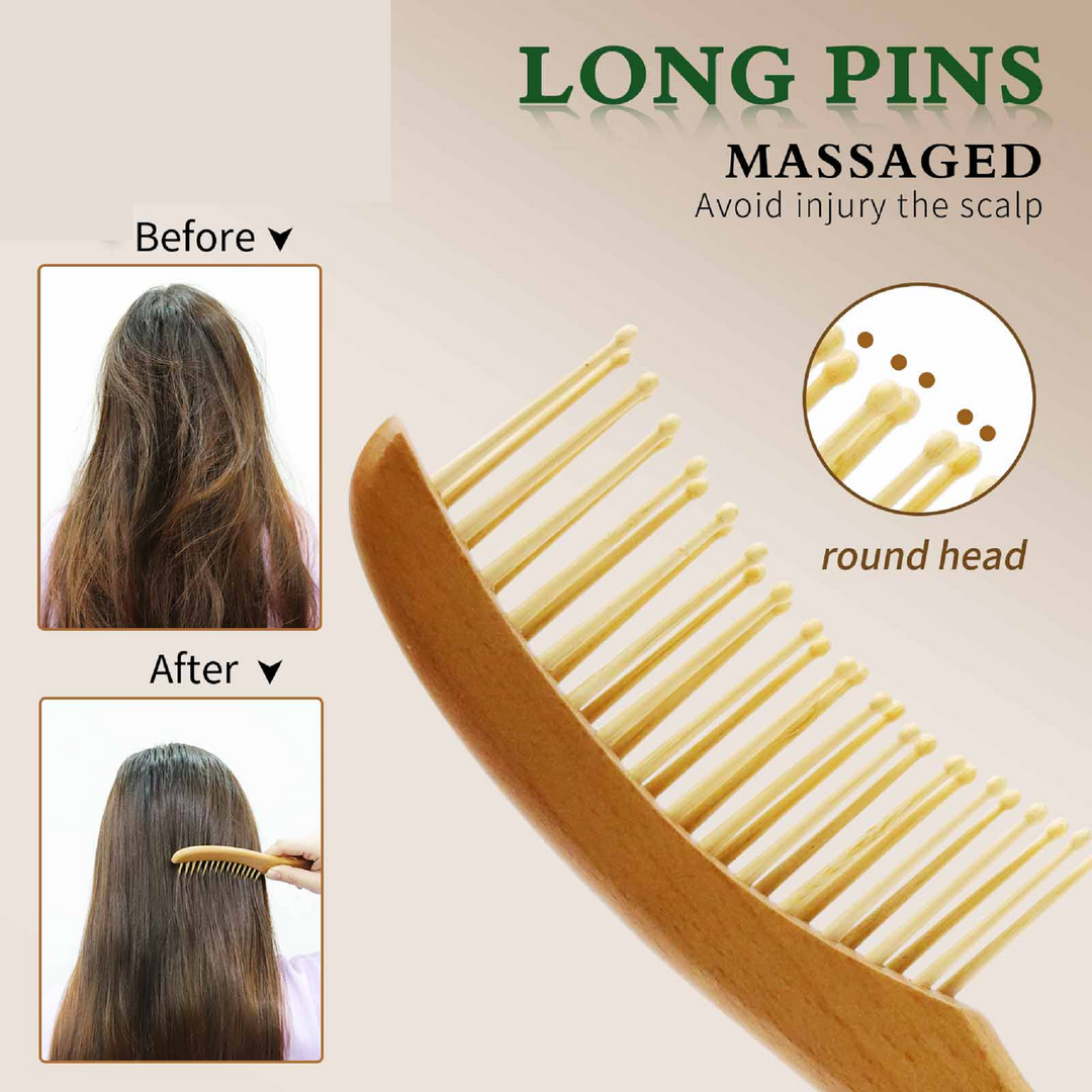 Wood wide tooth wet hair combs anti-static styling comb
