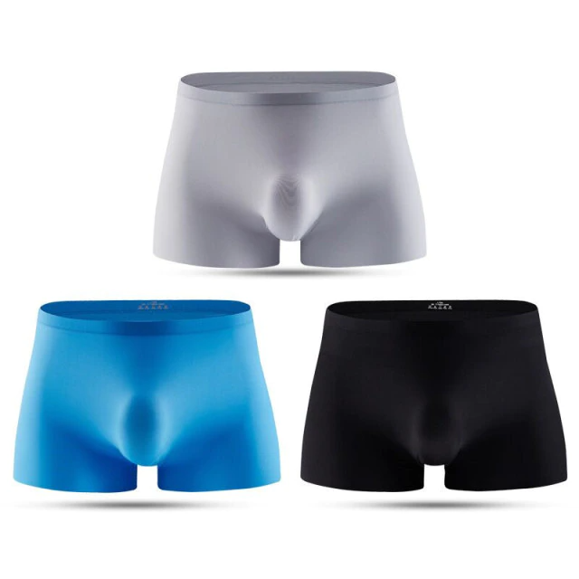3pcs Ice Silk Men's Underwear 3D Ultra Thin Comfortable Breathable Quick-Drying Panties
