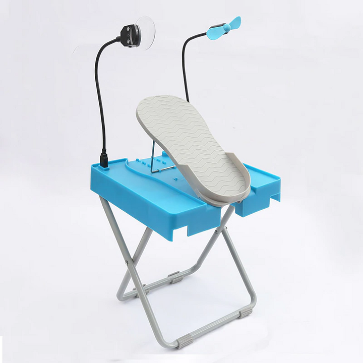 Pedicure foot rest with LED magnifier & drying fan