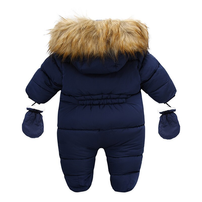 Baby jumpsuit with glove winter cotton plus velvet baby coat romper