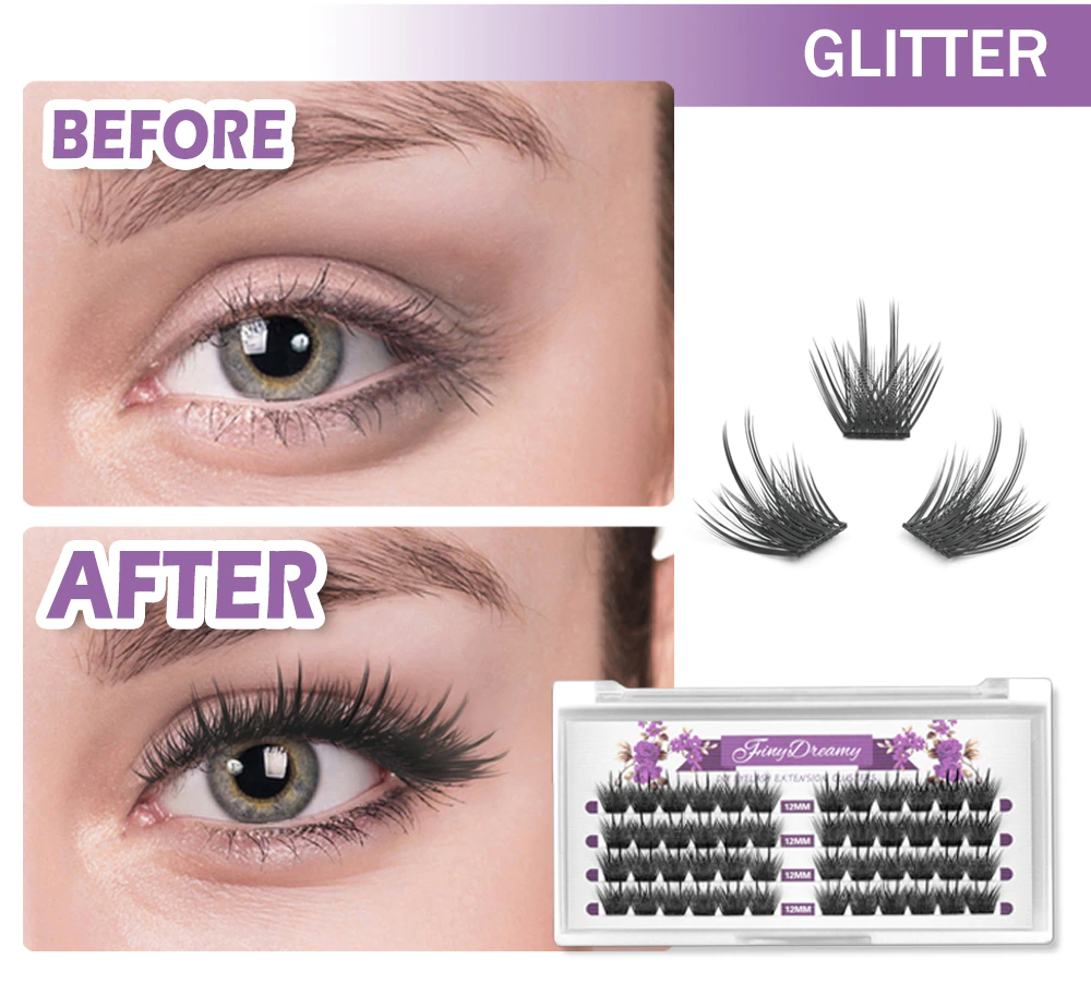 DIY cluster lashes fluffy eyelashes extension