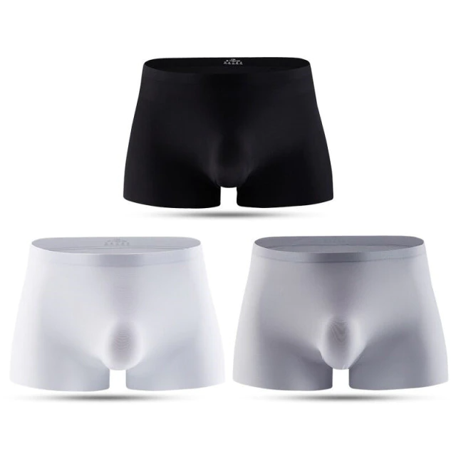 3pcs Ice Silk Men's Underwear 3D Ultra Thin Comfortable Breathable Quick-Drying Panties