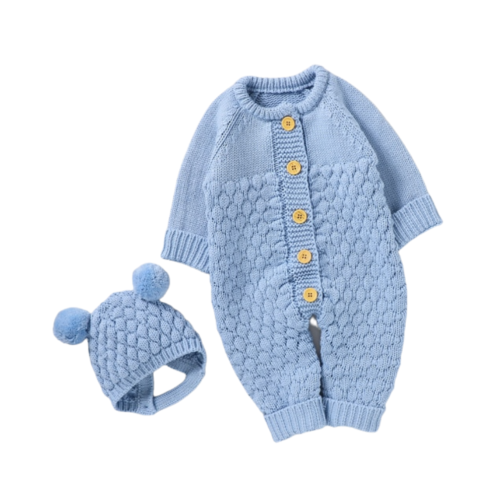 Baby knitted rompers caps clothes sets