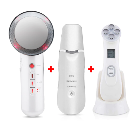 Ultrasonic Skin Scrubber LED Light Facial Massager iciCosmetic