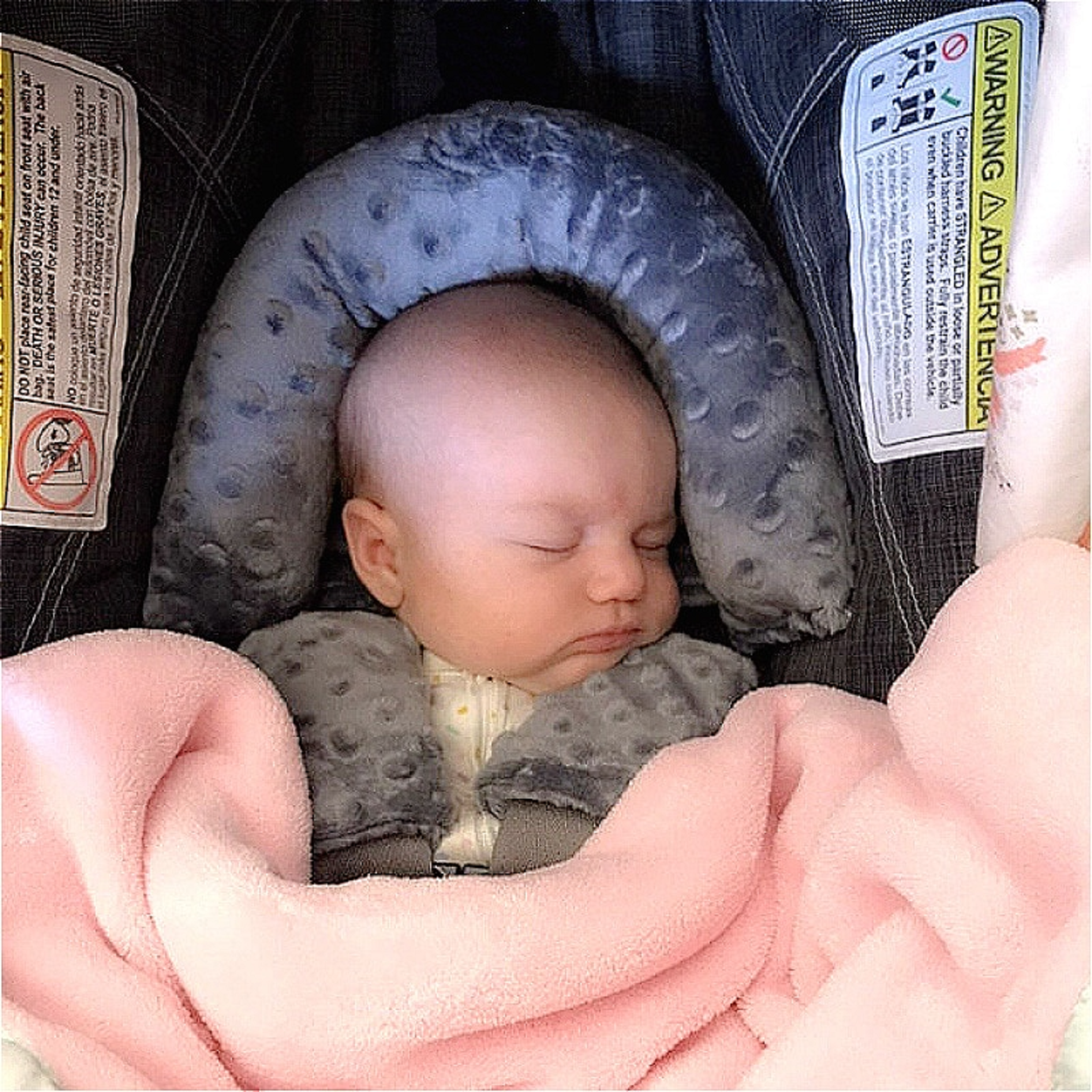 Baby infant head and neck support pillow with seat belt for car seat