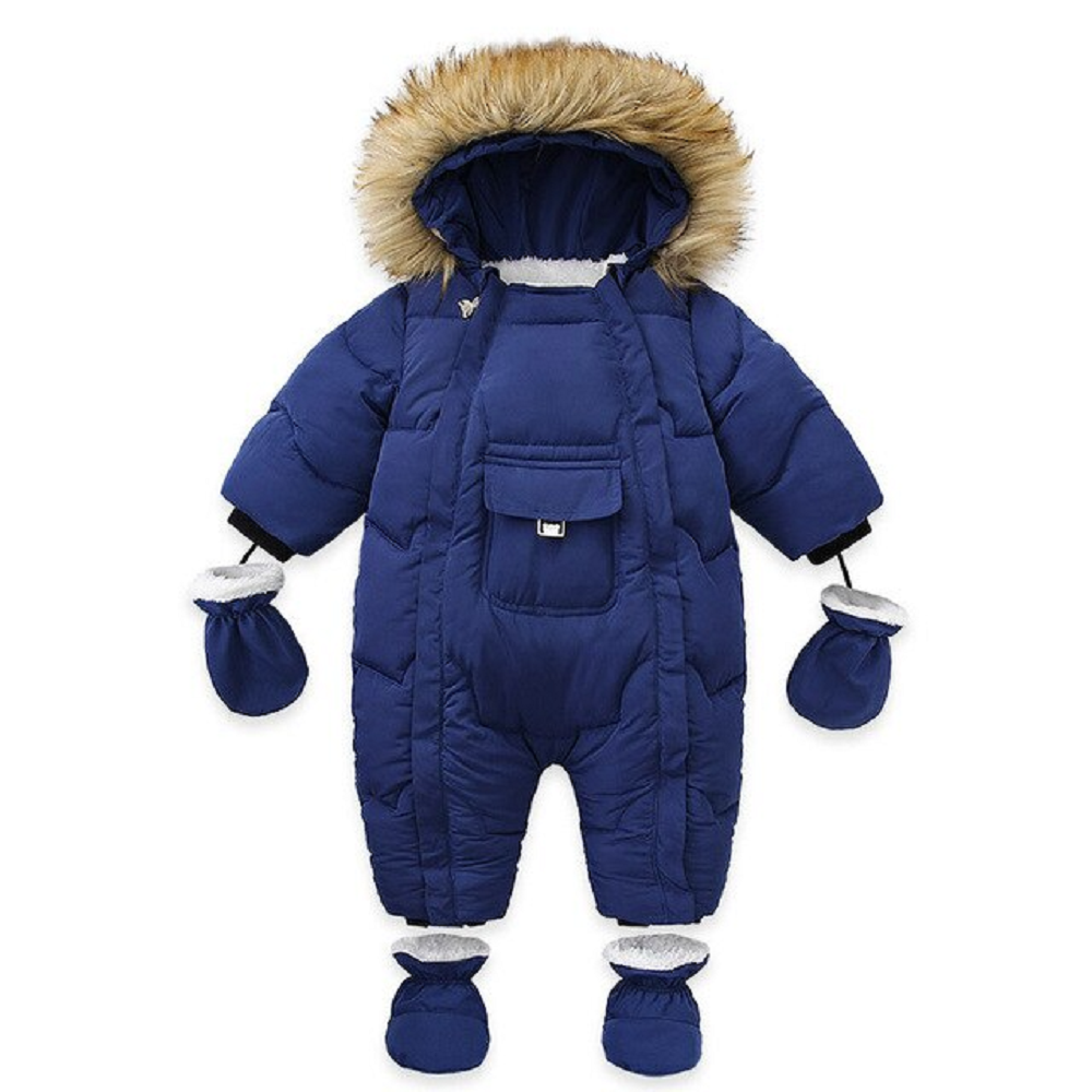 Baby jumpsuit with glove winter cotton plus velvet baby coat romper