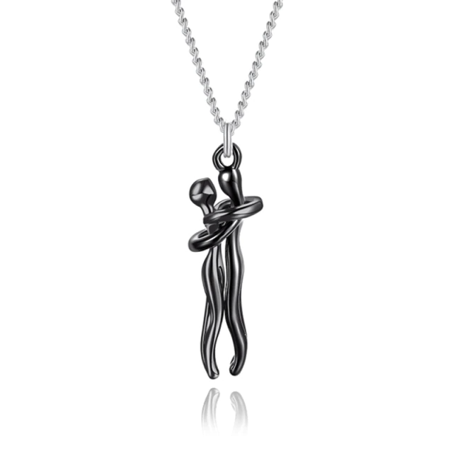 Couple hugging pendant necklace