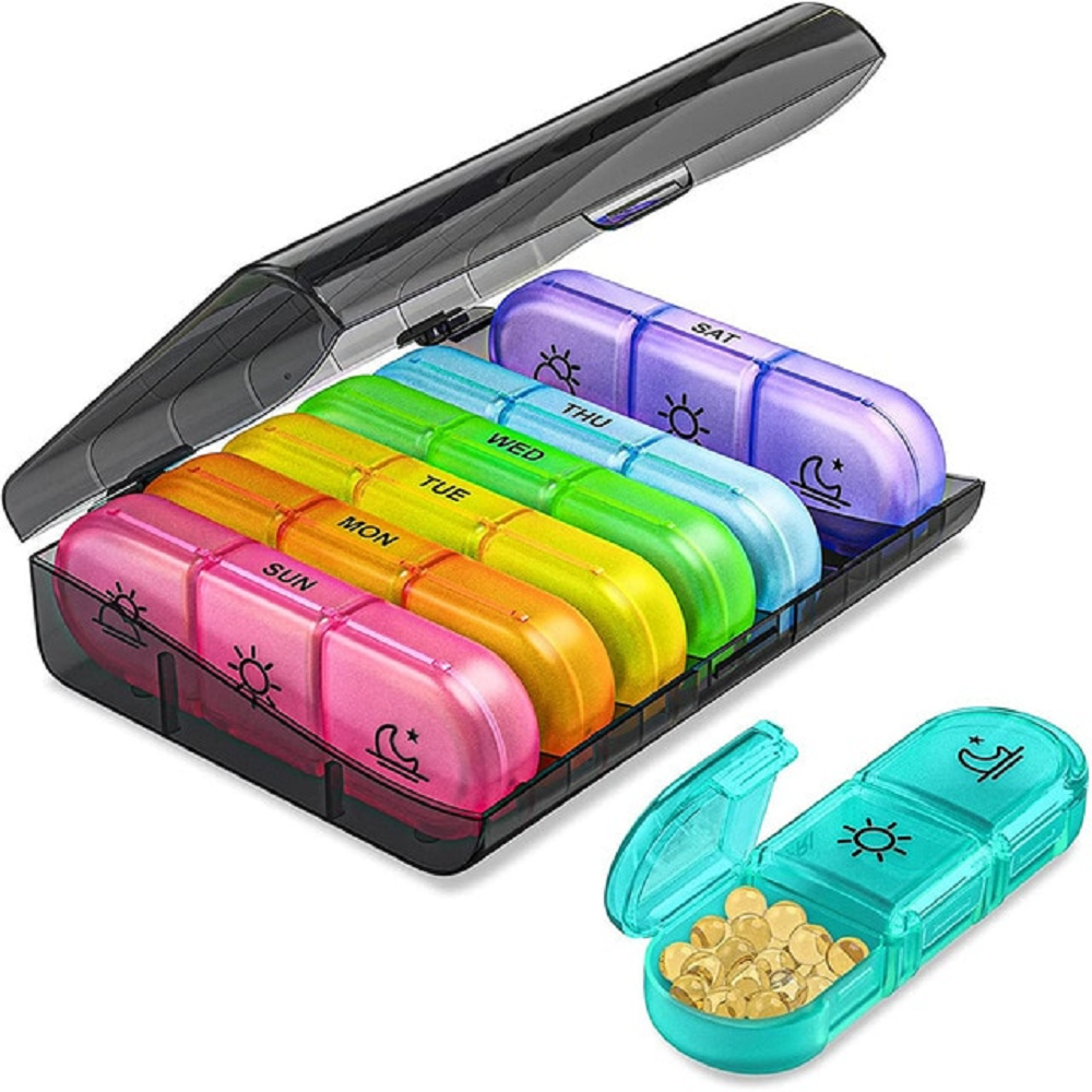 Pill box 7 days organizer with large compartments
