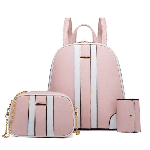 Women's bag PU leather purses shoulder backpack set