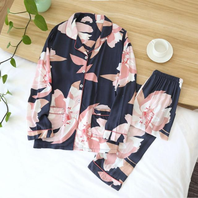 Women's thin long-sleeved viscose cotton pajamas  iciCosmetic™