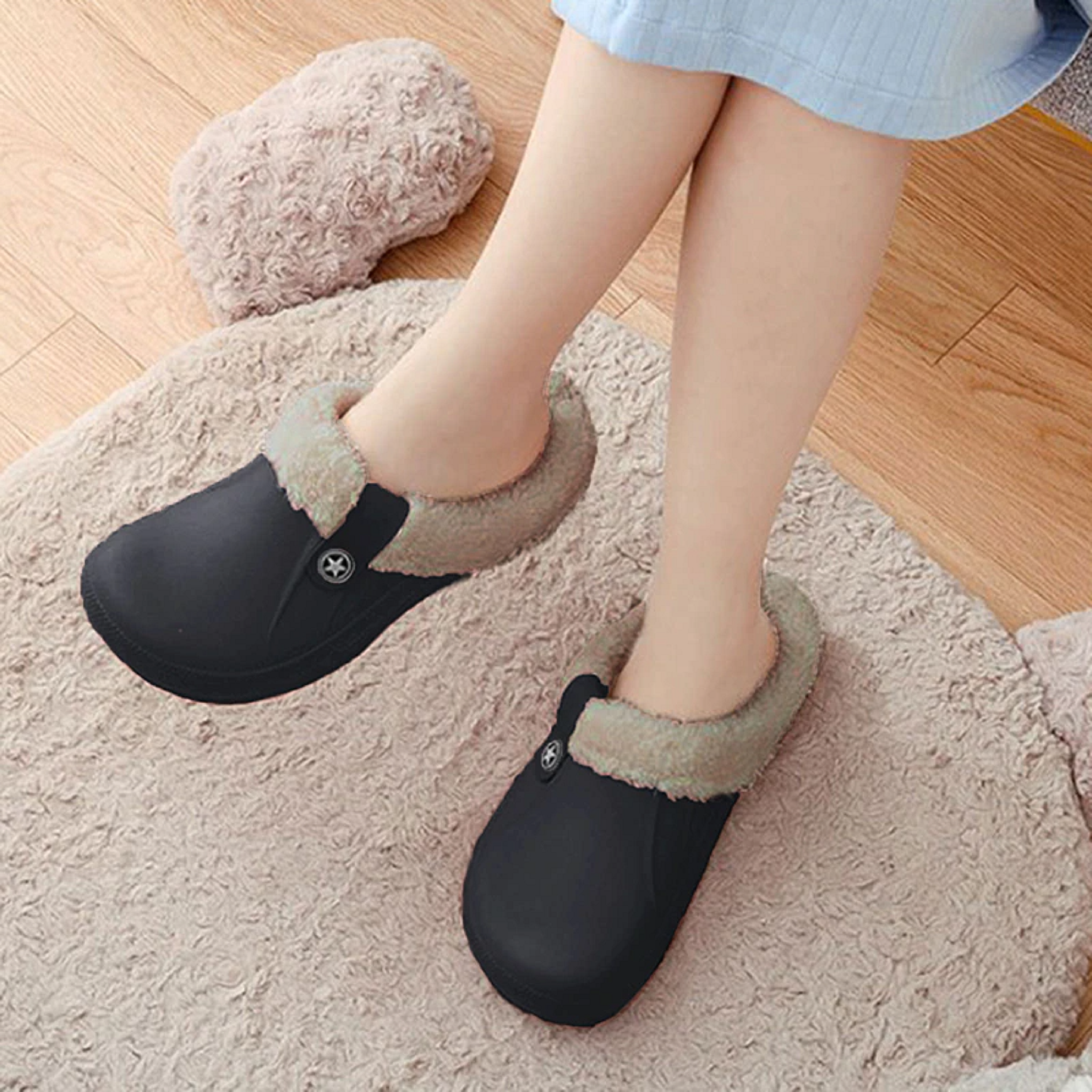 Waterproof mule clogs slippers winter warm unisex
