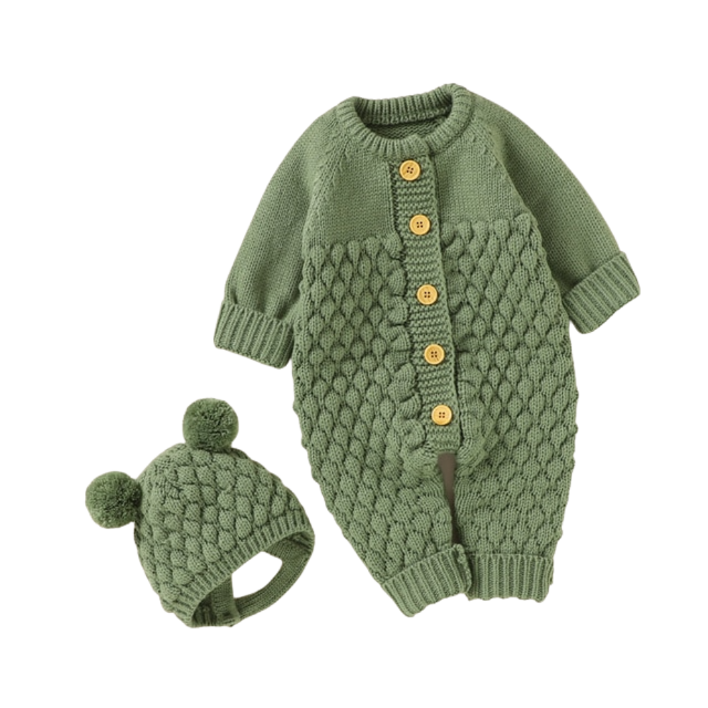 Baby knitted rompers caps clothes sets