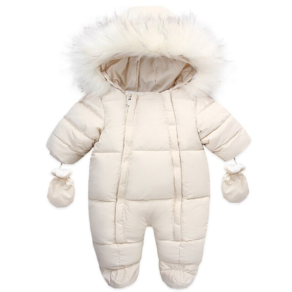 Baby jumpsuit with glove winter cotton plus velvet baby coat romper