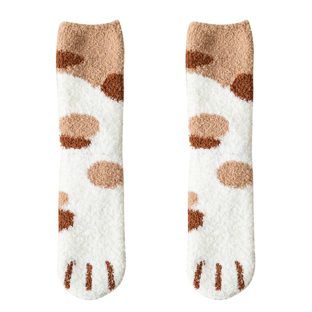 Cute style cat paw pattern women cotton socks