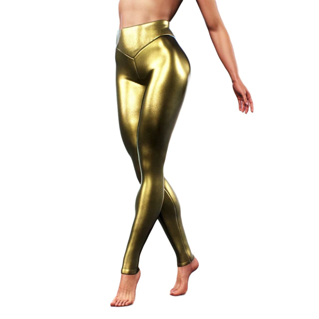 Fashion Casual Skinny Pants Shiny leather front and back V-waist leggings