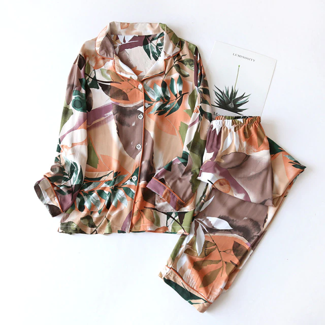 Women's thin long-sleeved viscose cotton pajamas  iciCosmetic™