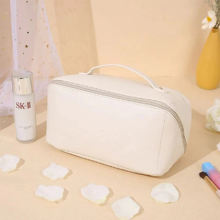 Travel cosmetic bag leather makeup organizer