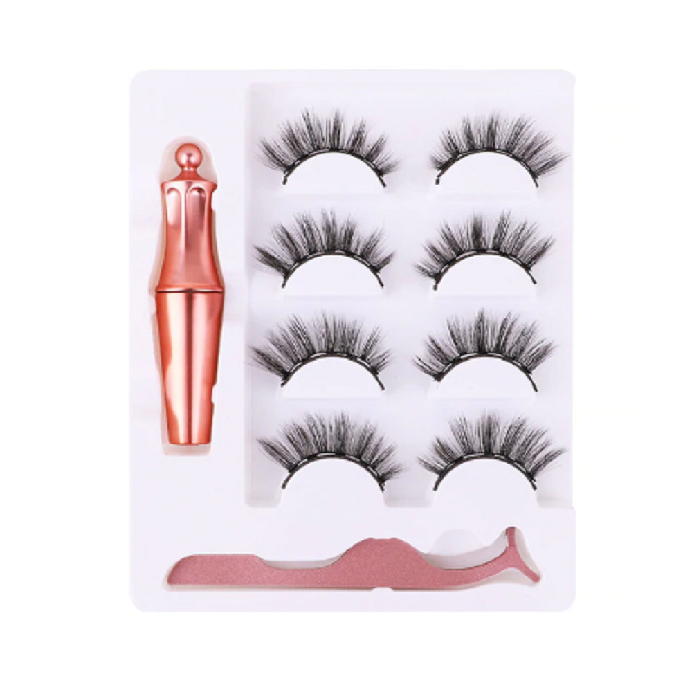 3 pairs Magnetic Eyelashes Eyeliner Eyelash Curler Set