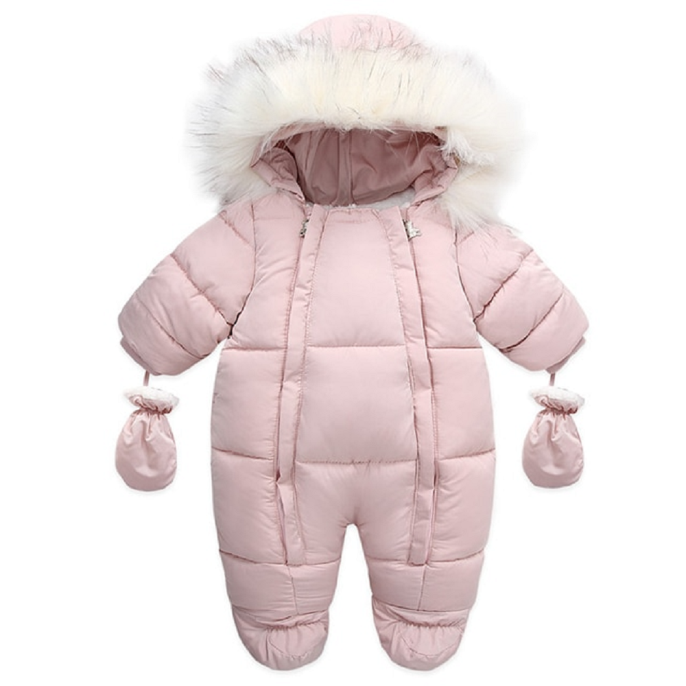 Baby jumpsuit with glove winter cotton plus velvet baby coat romper