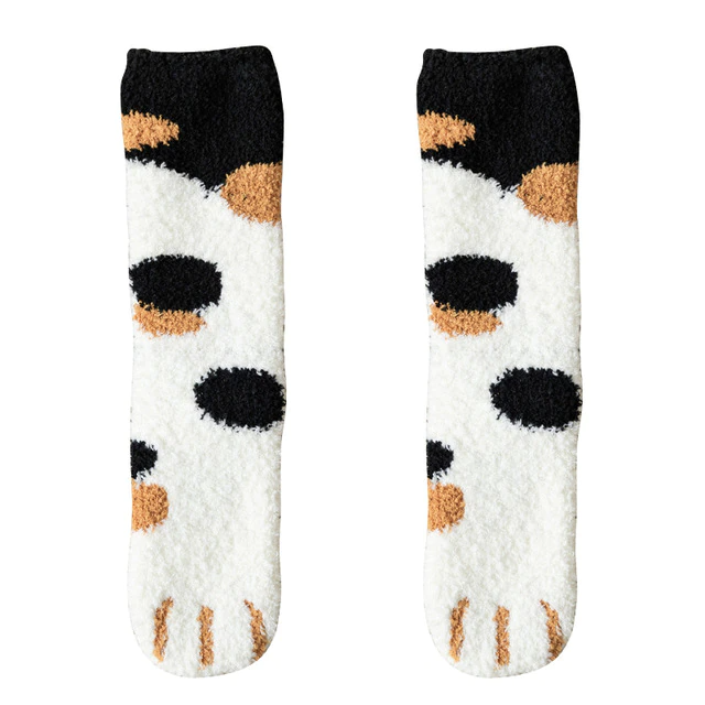 Cute style cat paw pattern women cotton socks
