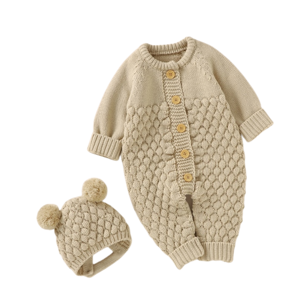 Baby knitted rompers caps clothes sets