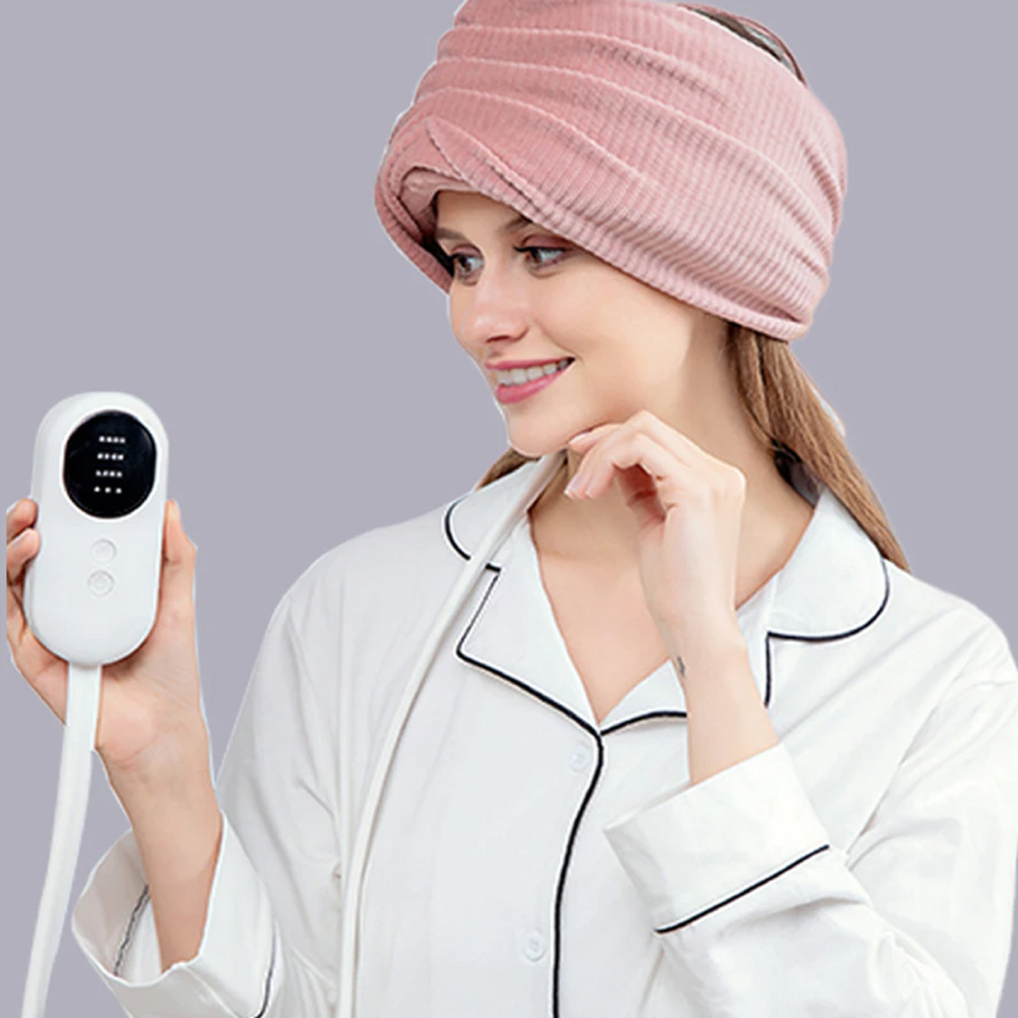 Electric air pressure head massager heating headband belt pain relief