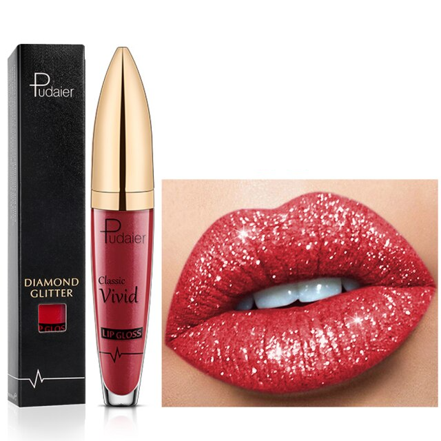 Diamond Lip Gloss Waterproof Long Lasting Glitter Lipstick