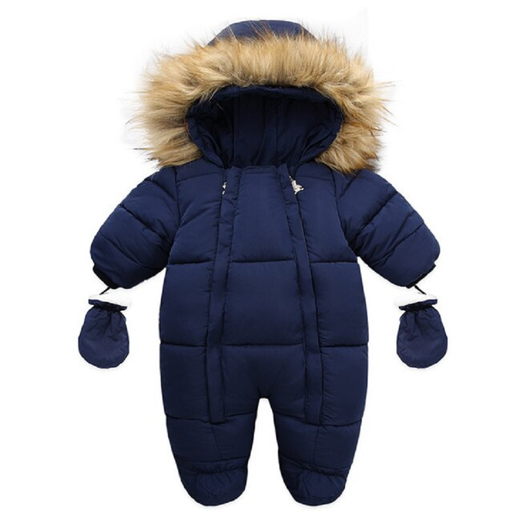 Baby jumpsuit with glove winter cotton plus velvet baby coat romper