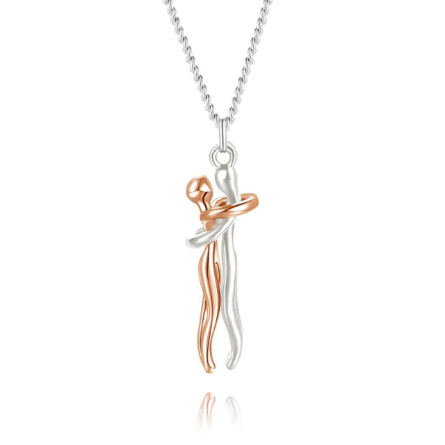 Couple hugging pendant necklace
