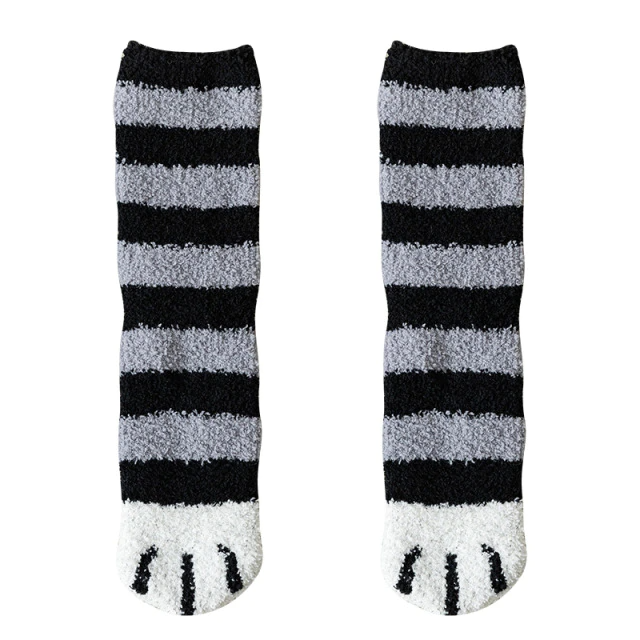 Cute style cat paw pattern women cotton socks