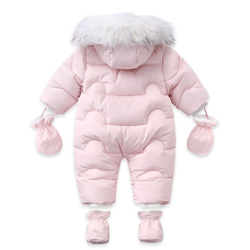 Baby jumpsuit with glove winter cotton plus velvet baby coat romper