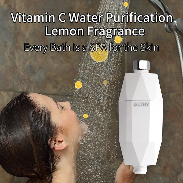Shower filter with vitamin C revitalizing skin hair
