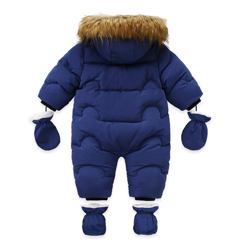 Baby jumpsuit with glove winter cotton plus velvet baby coat romper