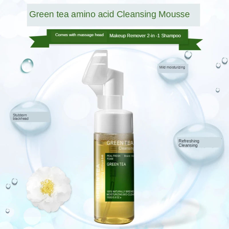 Green Tea Facial Cleansing Mousse Foaming Cleanser Makeup Remover