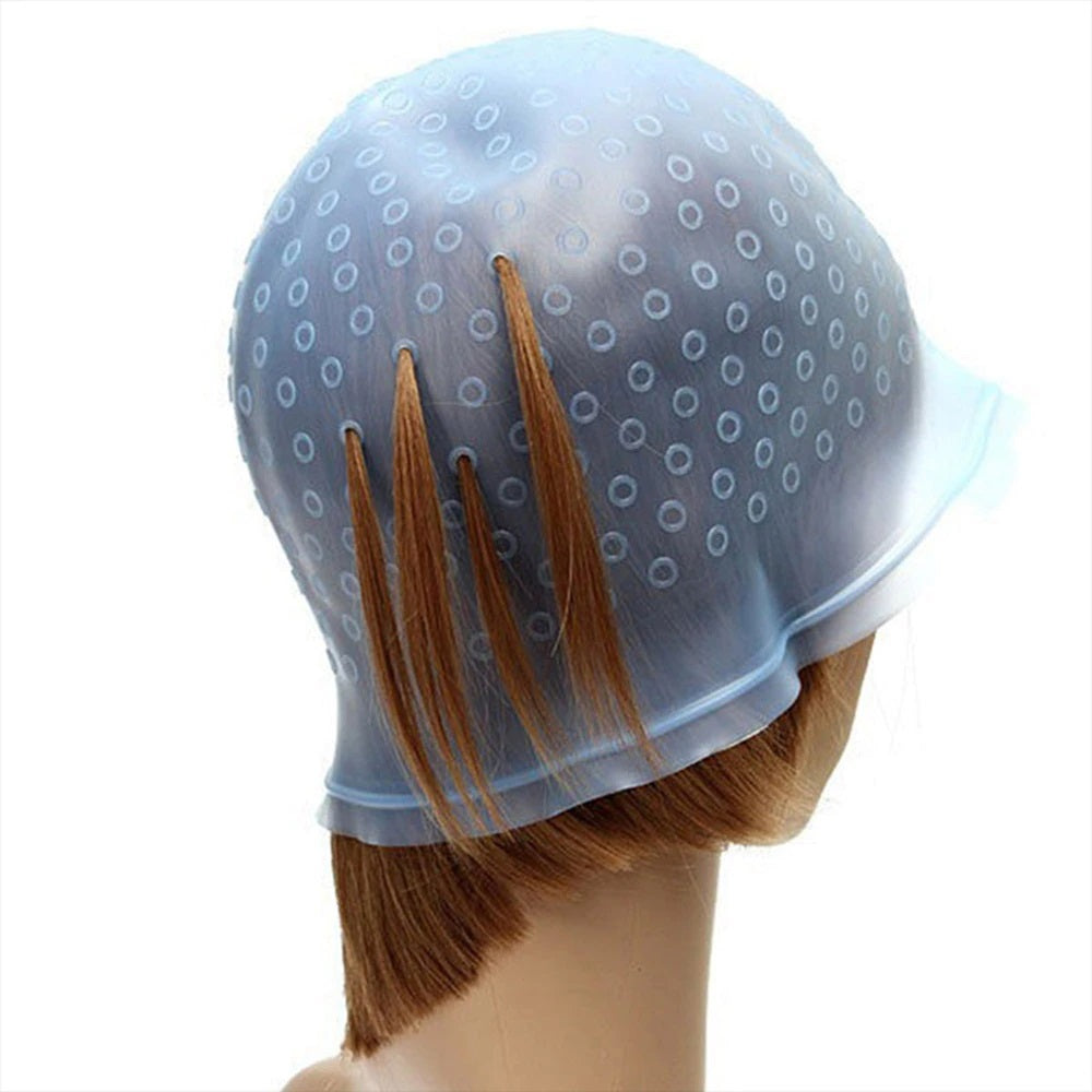 Reusable silicone hair colouring highlighting cap hair dyeing cap