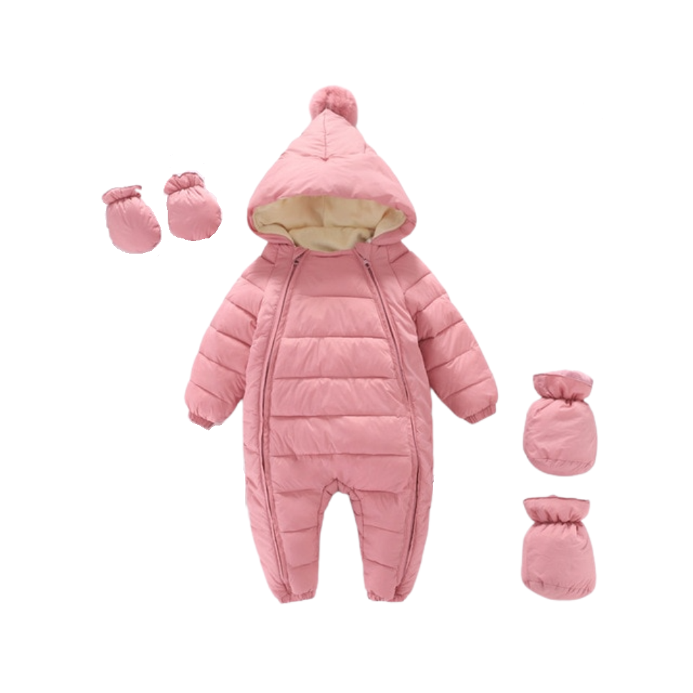 Baby jumpsuit hooded plus velvet warm snowsuit toddler
