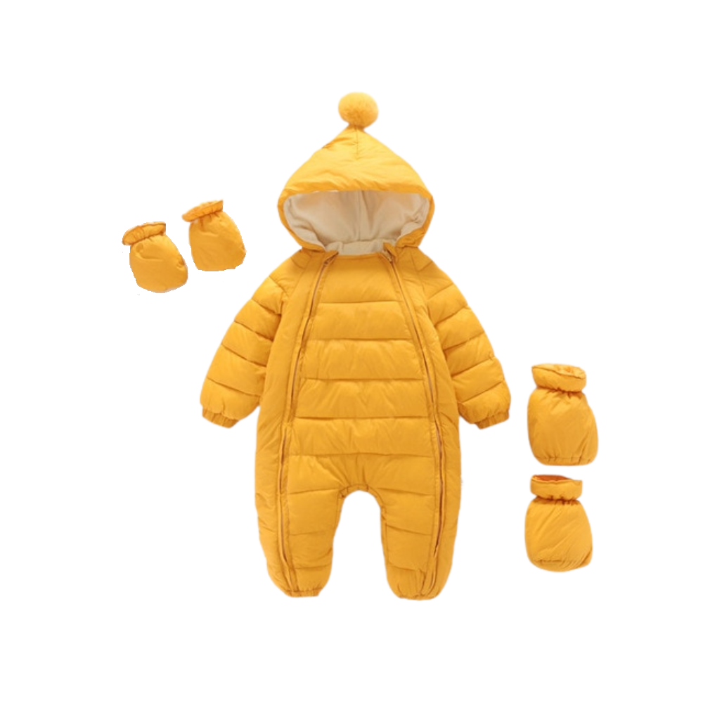 Baby jumpsuit hooded plus velvet warm snowsuit toddler
