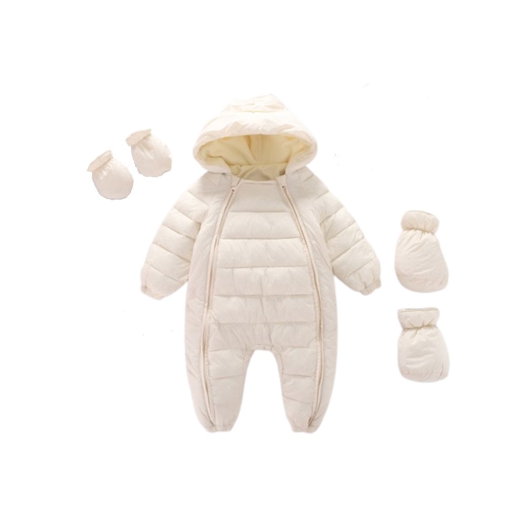Baby jumpsuit hooded plus velvet warm snowsuit toddler