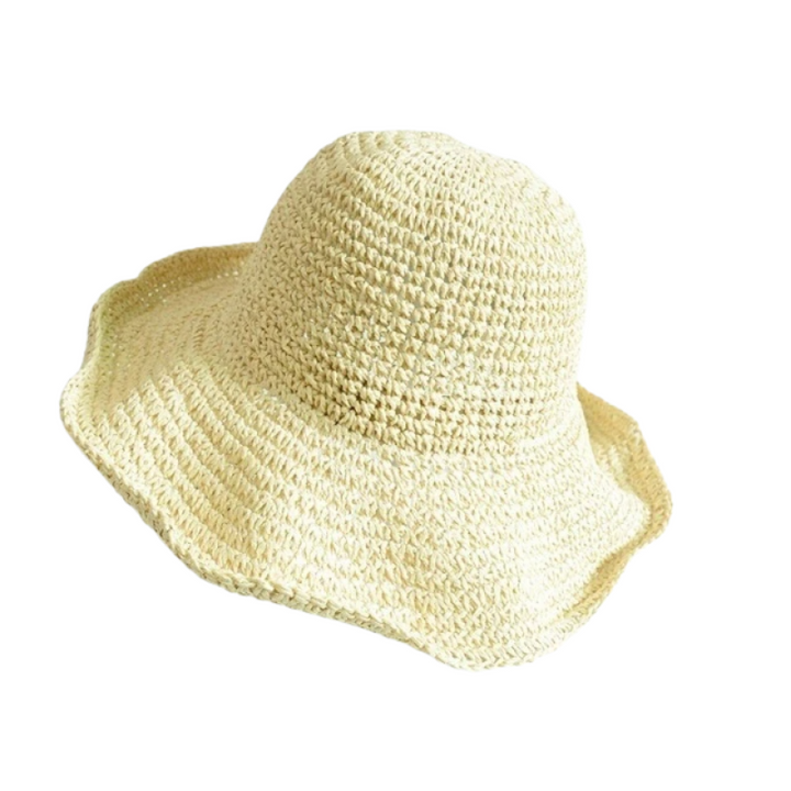 Women's straw sun classic flat beach hat