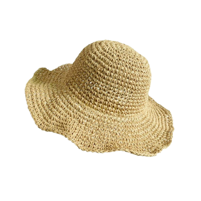 Women's straw sun classic flat beach hat