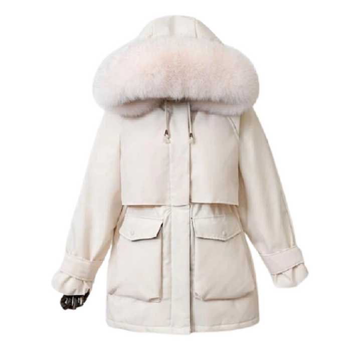 Women's winter waterproof warm parka jacket with fur hood