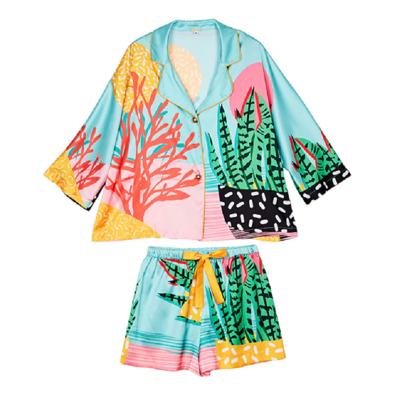 Women’s art tropical plants pyjama set