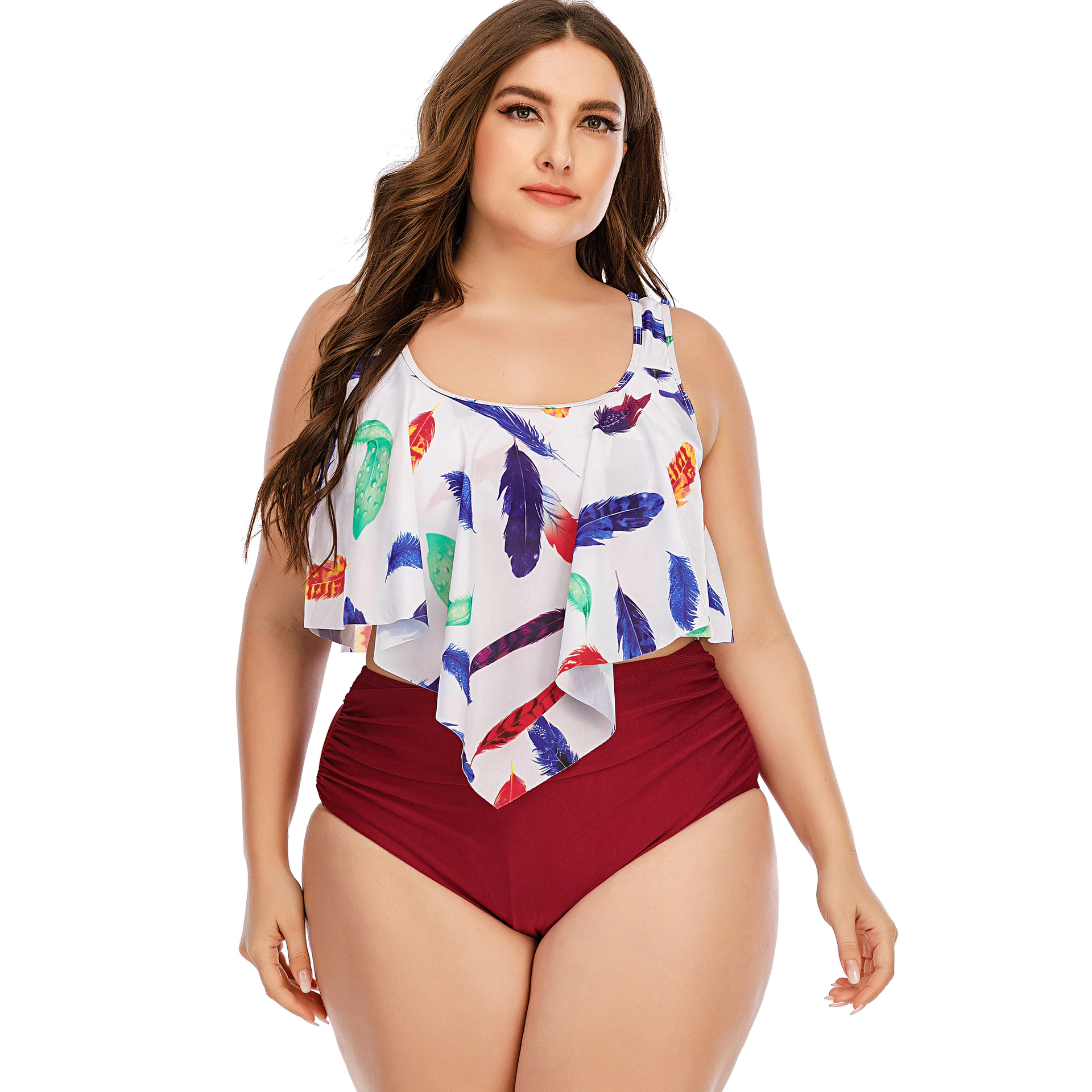 Plus size swimwear high waisted swimsuit two piece bikini set iciCosmetic™