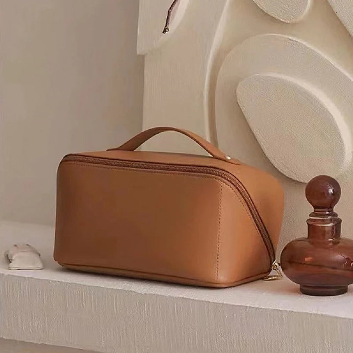 Travel cosmetic bag leather makeup organizer