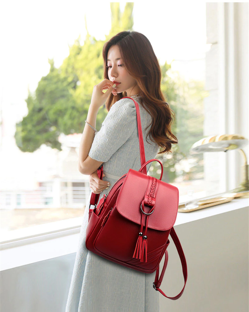 Women Backpacks Soft Leather Fashion Back Bag