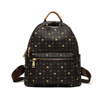 Women's printing leather backpack adjustable shoulder strap