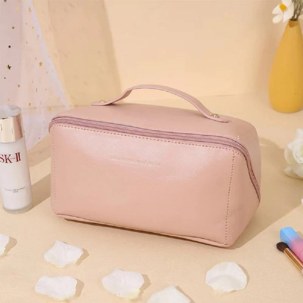 Travel cosmetic bag leather makeup organizer